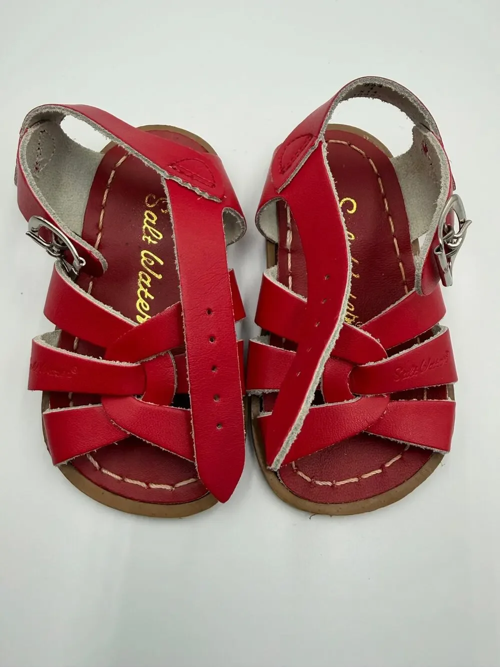 Saltwater original red leather sandal size 7